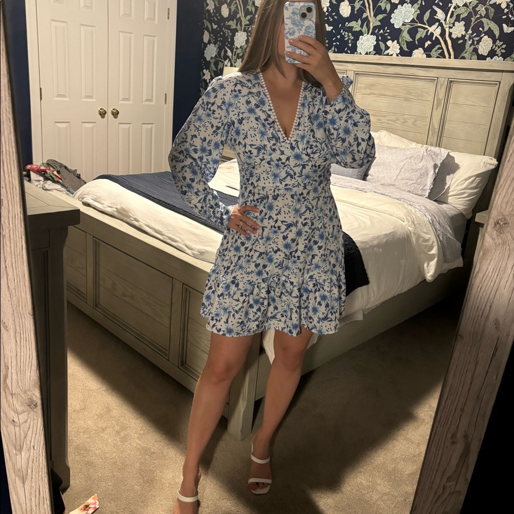 Blue and White Floral Dress